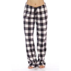Just Love Women Plush Pajama Pants Buffalo Plaid(Buffalo Plaid White)