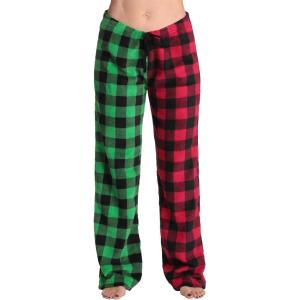 Just Love Women Plush Pajama Pants Buffalo Plaid(Bufflo Plaid Green Red)