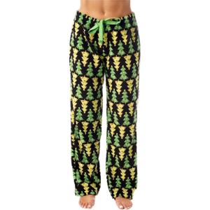 Just Love Women Plush Pajama Pants Buffalo Plaid(Christmas Trees)