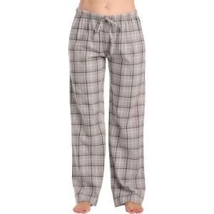 Just Love Women Plush Pajama Pants Buffalo Plaid(Grey Plaid – 100% Cotton Flannel)