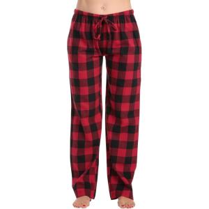 Just Love Women Plush Pajama Pants Buffalo Plaid(Red Black Buffalo Plaid – 100% Cotton Flannel)