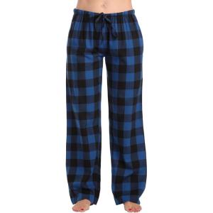 Just Love Women Plush Pajama Pants Buffalo Plaid(Royal Black Buffalo Plaid – 100% Cotton Flannel)