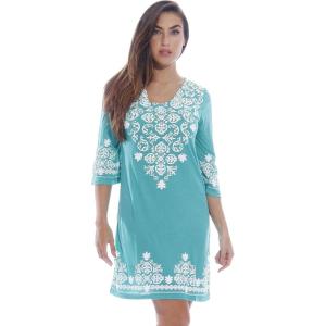 Just Love Womens 3/4 Sleeve Swimsuit Cover Up Casual Tunic Resort Wear(Green)