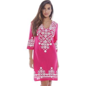 Just Love Womens 3/4 Sleeve Swimsuit Cover Up Casual Tunic Resort Wear(Pink)