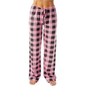 Just Love Womens Buffalo Plaid Pajamas(Pink Charcoal Buffalo Plaid)