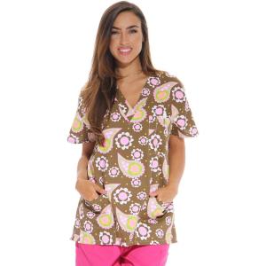 Just Love Womens Holiday Scrub Tops(Brown Paisley)