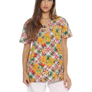Just Love Womens Holiday Scrub Tops(Gingerbread Man)