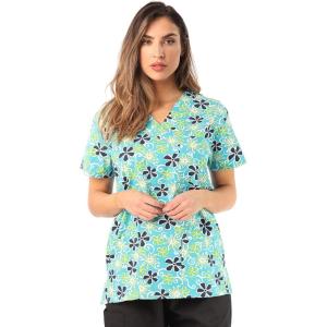 Just Love Womens Holiday Scrub Tops(Green Flower New)