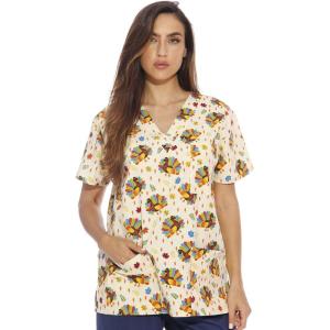 Just Love Womens Holiday Scrub Tops(Light Gold)