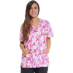 Just Love Womens Holiday Scrub Tops(Ribbon Print 2)