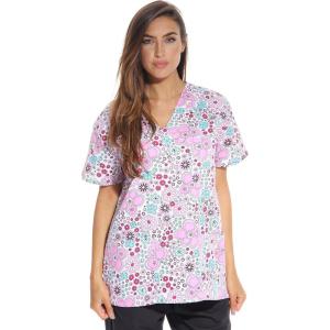 Just Love Womens Holiday Scrub Tops(White Flower)