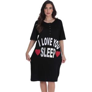 Just Love Womens Short Sleeve Nightgown Sleepwear Dress(Black – I Love You Sleep)