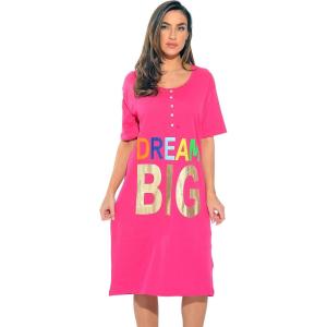 Just Love Womens Short Sleeve Nightgown Sleepwear Dress(Fuchsia – Dream Big)