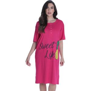 Just Love Womens Short Sleeve Nightgown Sleepwear Dress(Fuchsia – Sweet Life)