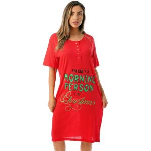 Just Love Womens Short Sleeve Nightgown Sleepwear Dress(Red – Christmas Morning Person)