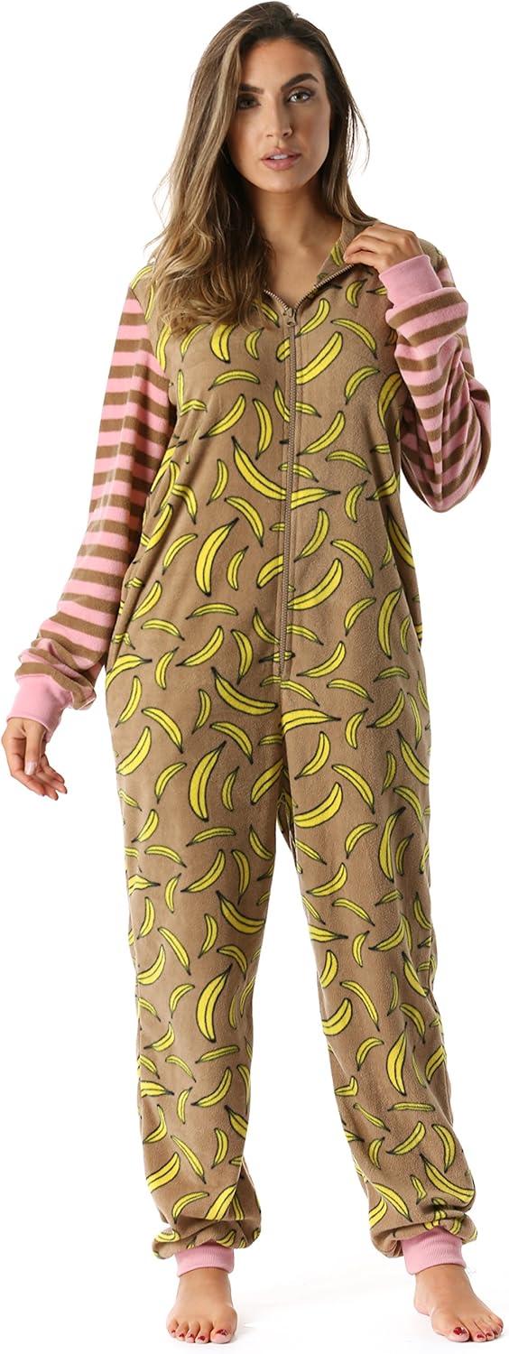 imageJust Love Animal Print Microfleece Adult Onesie OnePiece PajamasMonkey