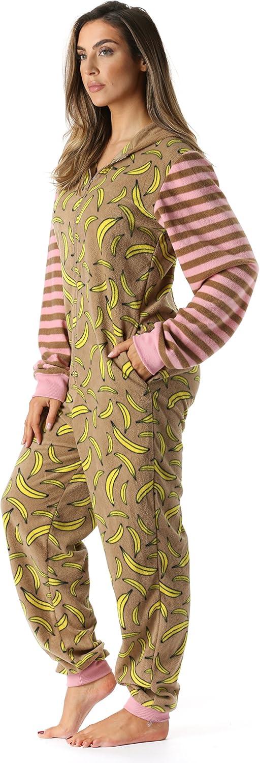 imageJust Love Animal Print Microfleece Adult Onesie OnePiece PajamasMonkey