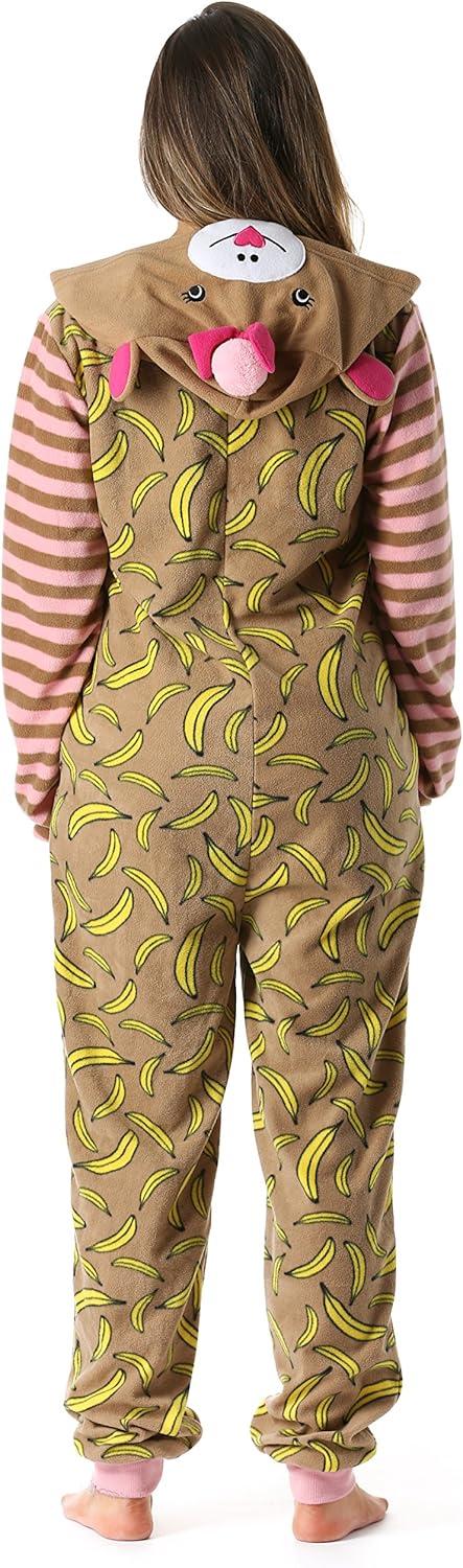 imageJust Love Animal Print Microfleece Adult Onesie OnePiece PajamasMonkey