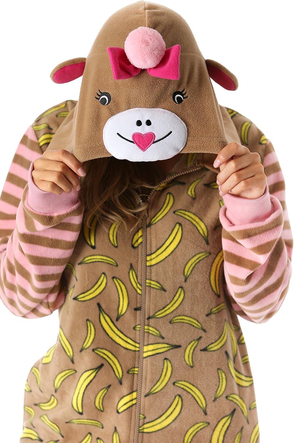 imageJust Love Animal Print Microfleece Adult Onesie OnePiece PajamasMonkey
