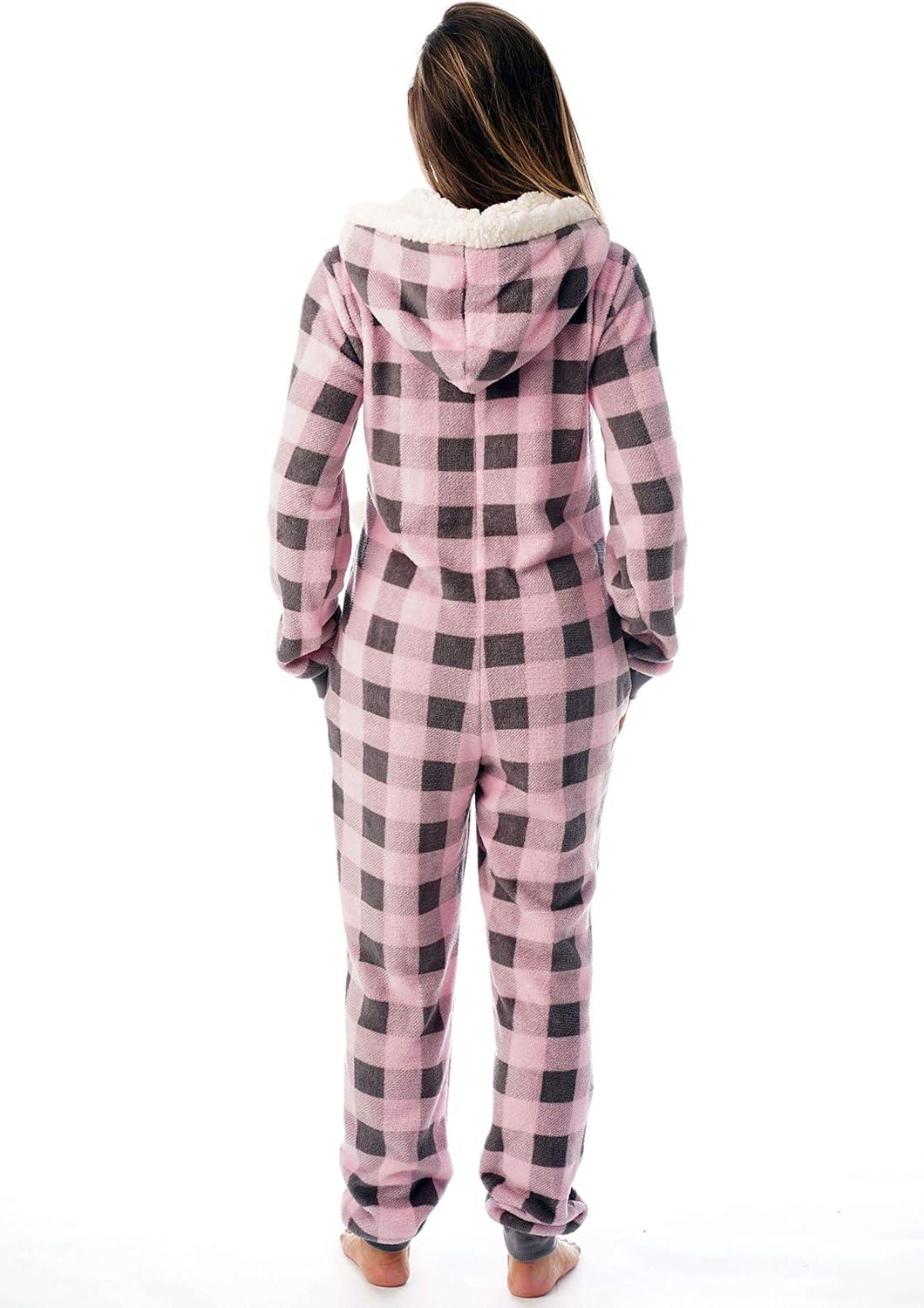 imageJust Love Buffalo Plaid Adult OnesiePink Buffalo Plaid