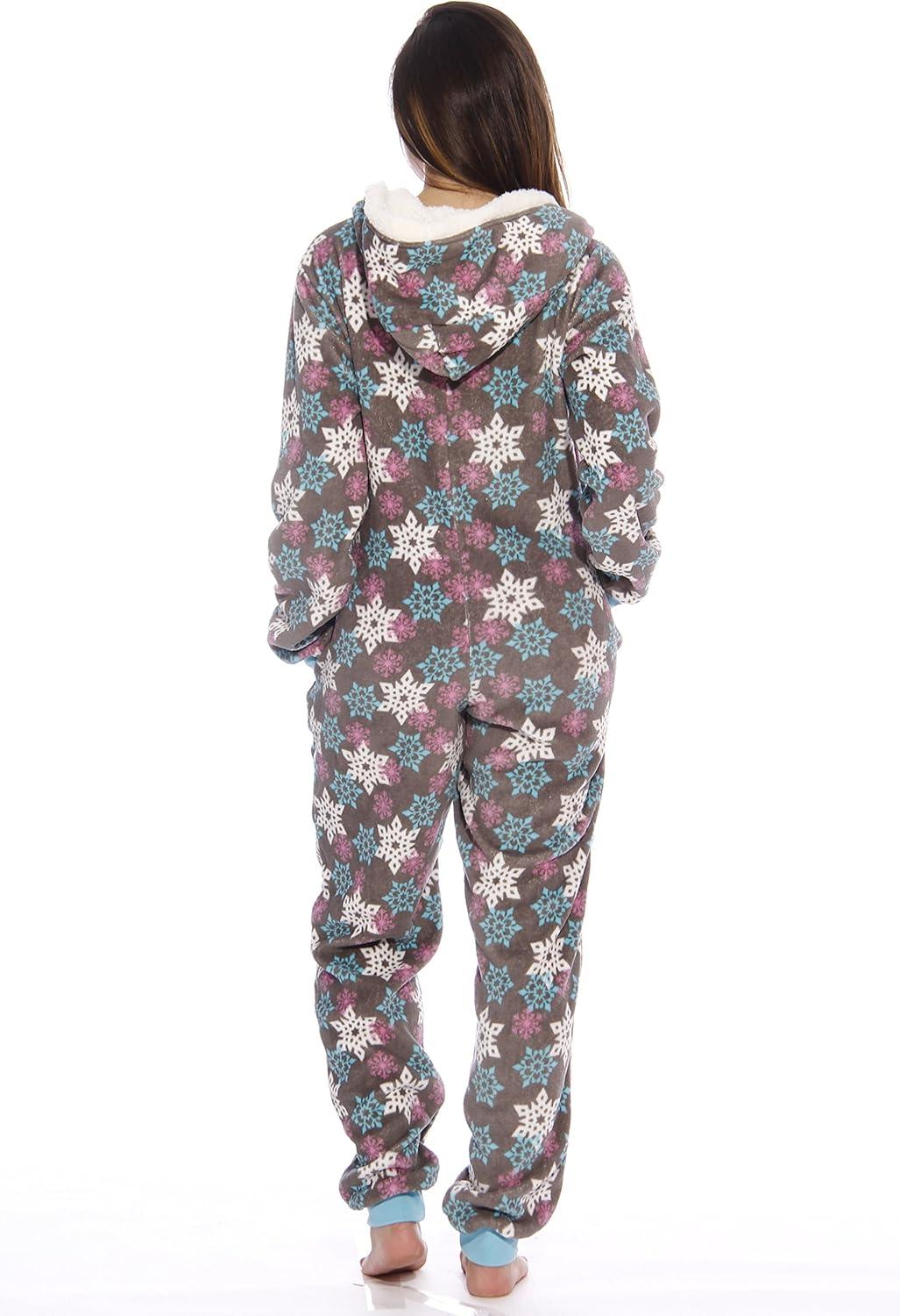 imageJust Love Ladies Embossed Plush Adult OnesieWinter Flakes Plush