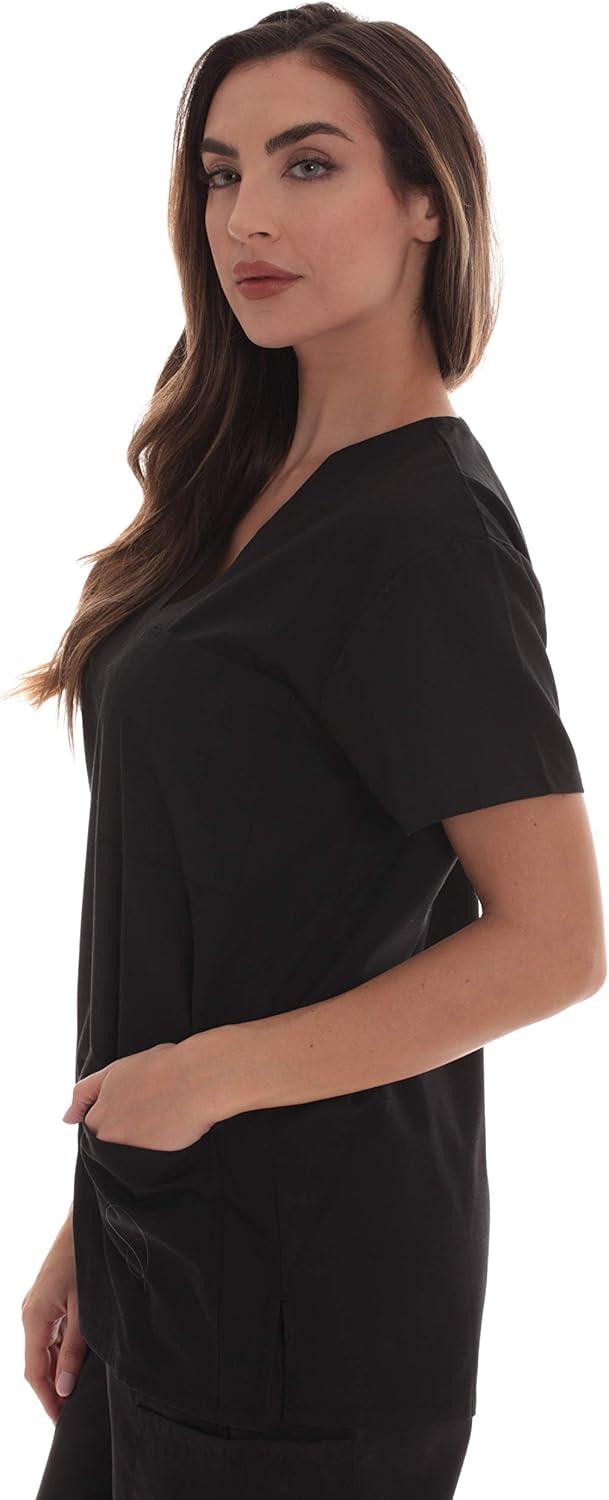 imageJust Love Solid Scrub Top for Women with Pockets and VNeckBlack