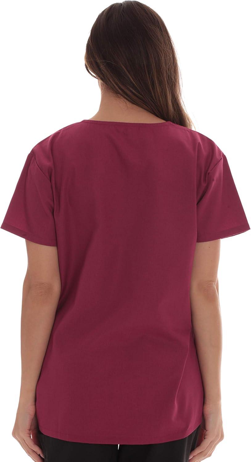 imageJust Love Solid Scrub Top for Women with Pockets and VNeckBurgundy