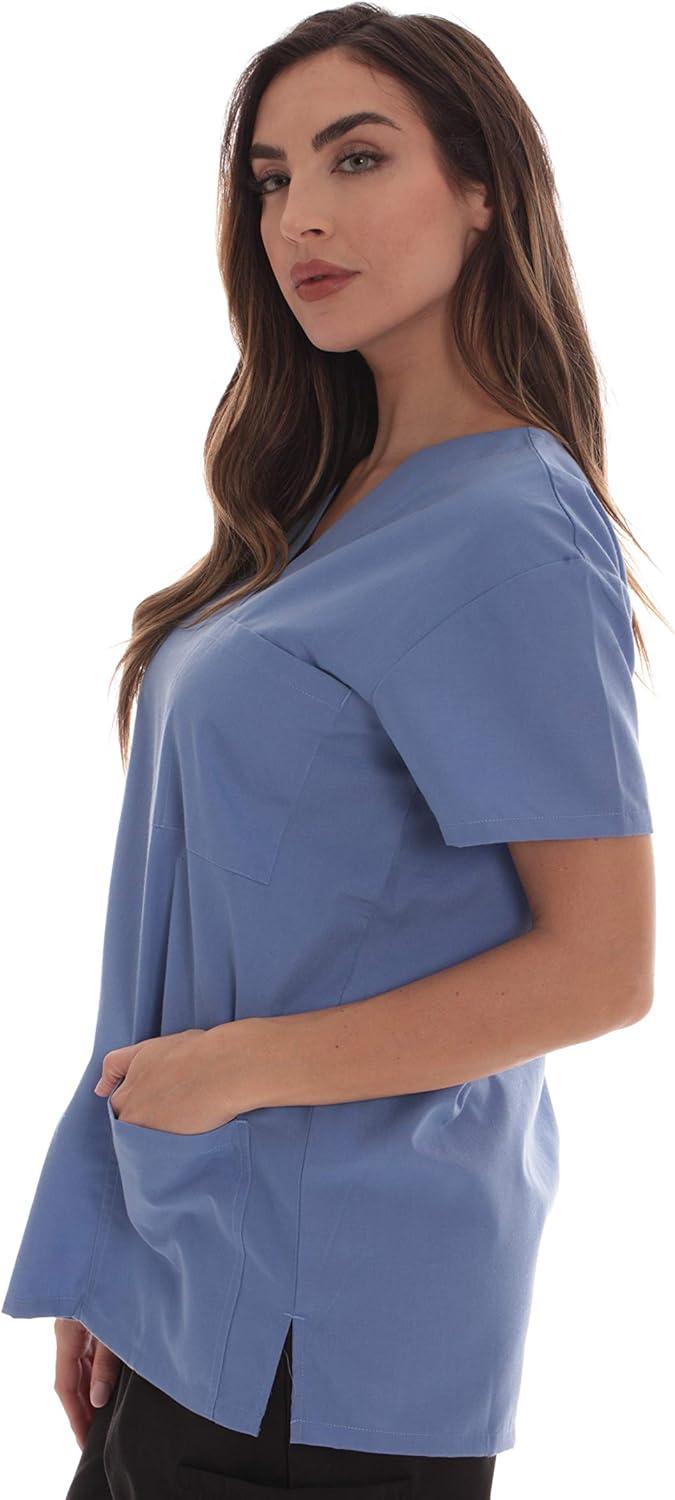 imageJust Love Solid Scrub Top for Women with Pockets and VNeckCeil