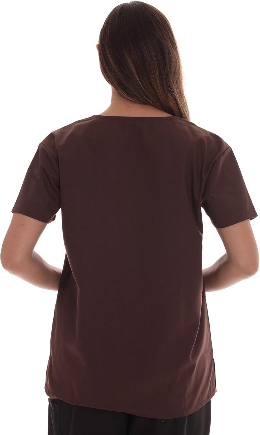imageJust Love Solid Scrub Top for Women with Pockets and VNeckChocolate