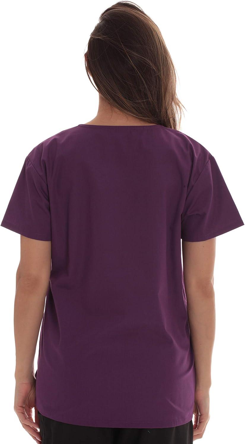 imageJust Love Solid Scrub Top for Women with Pockets and VNeckEggplant