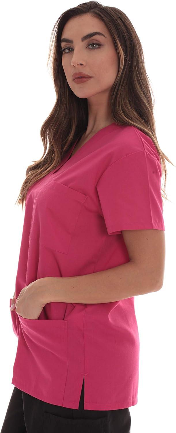 imageJust Love Solid Scrub Top for Women with Pockets and VNeckFuchsia