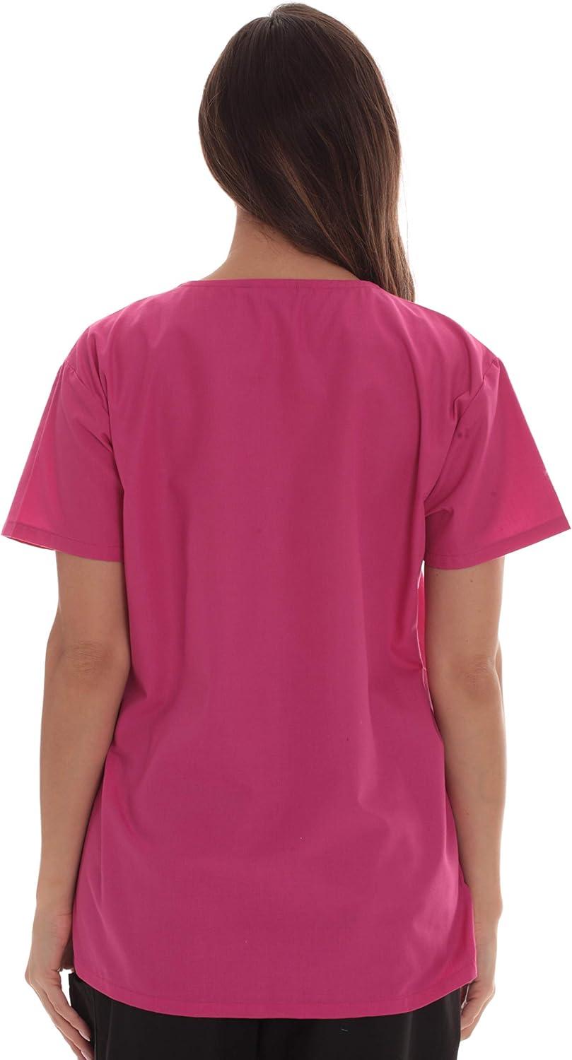 imageJust Love Solid Scrub Top for Women with Pockets and VNeckHot Pink