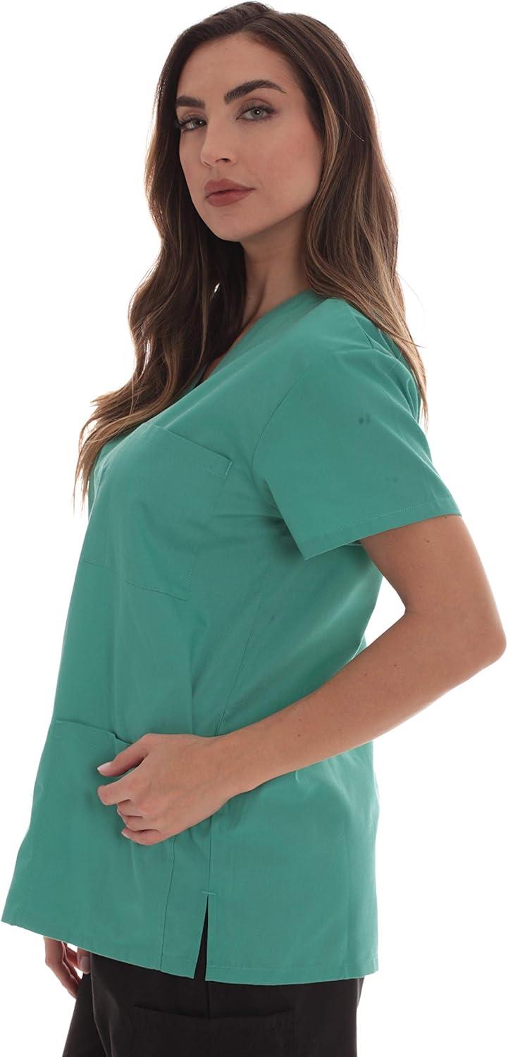imageJust Love Solid Scrub Top for Women with Pockets and VNeckJade