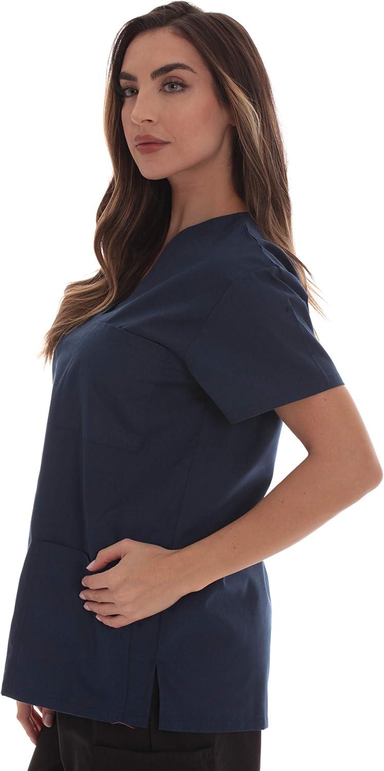 imageJust Love Solid Scrub Top for Women with Pockets and VNeckNavy