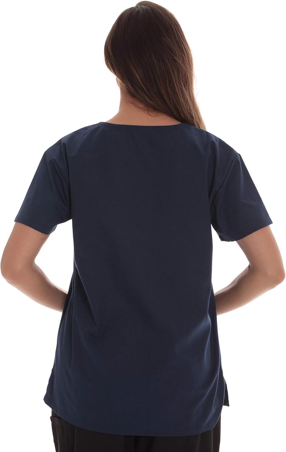 imageJust Love Solid Scrub Top for Women with Pockets and VNeckNavy