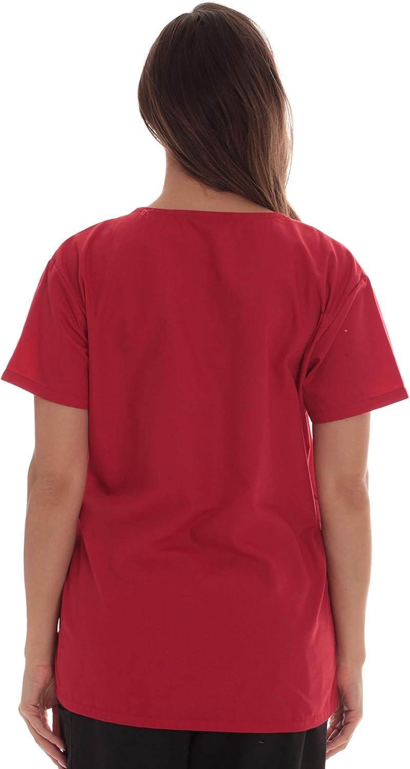 imageJust Love Solid Scrub Top for Women with Pockets and VNeckRed
