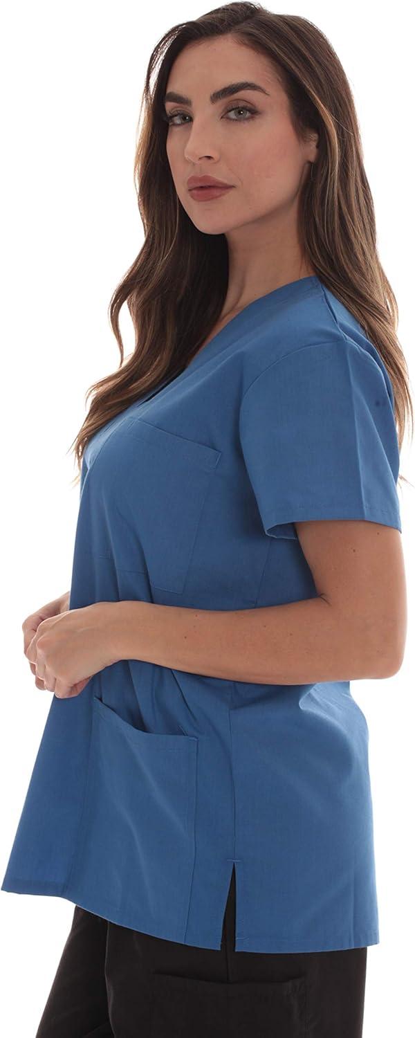 imageJust Love Solid Scrub Top for Women with Pockets and VNeckRoyal