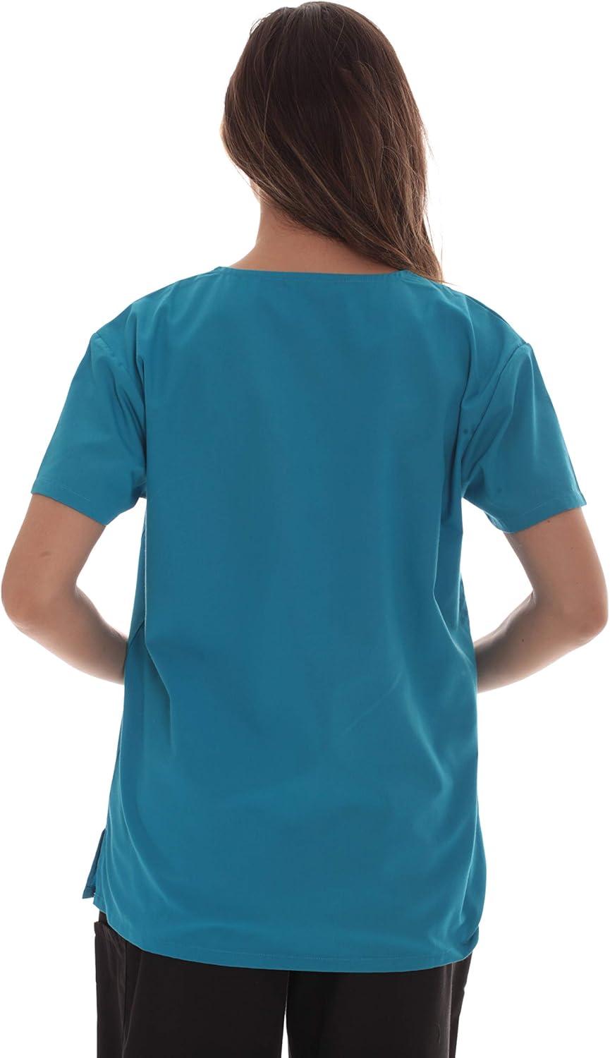 imageJust Love Solid Scrub Top for Women with Pockets and VNeckTeal
