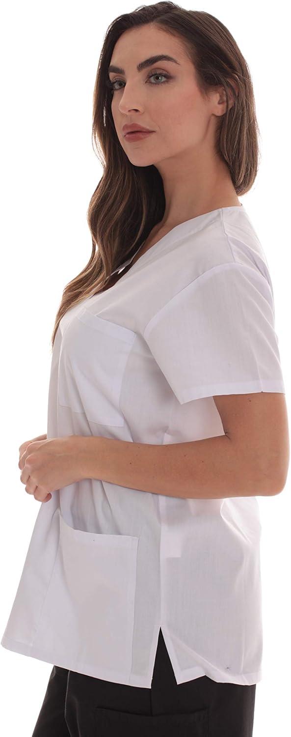 imageJust Love Solid Scrub Top for Women with Pockets and VNeckWhite
