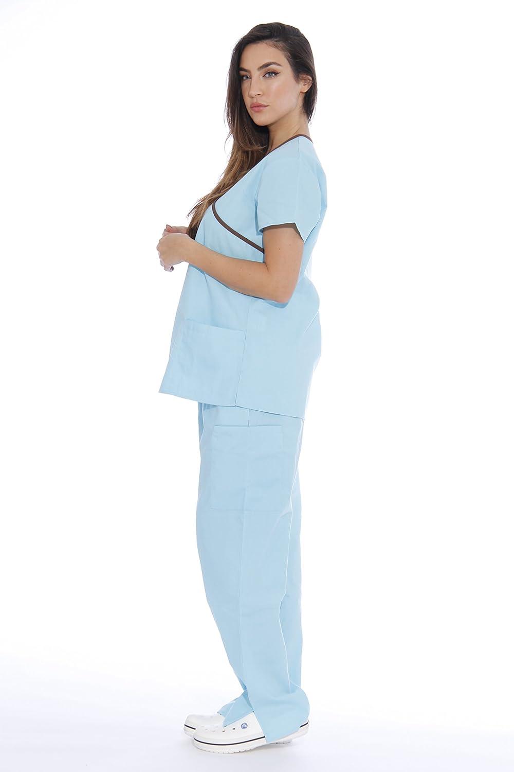 imageJust Love Womens Scrub SetsAqua With Chocolate Trim