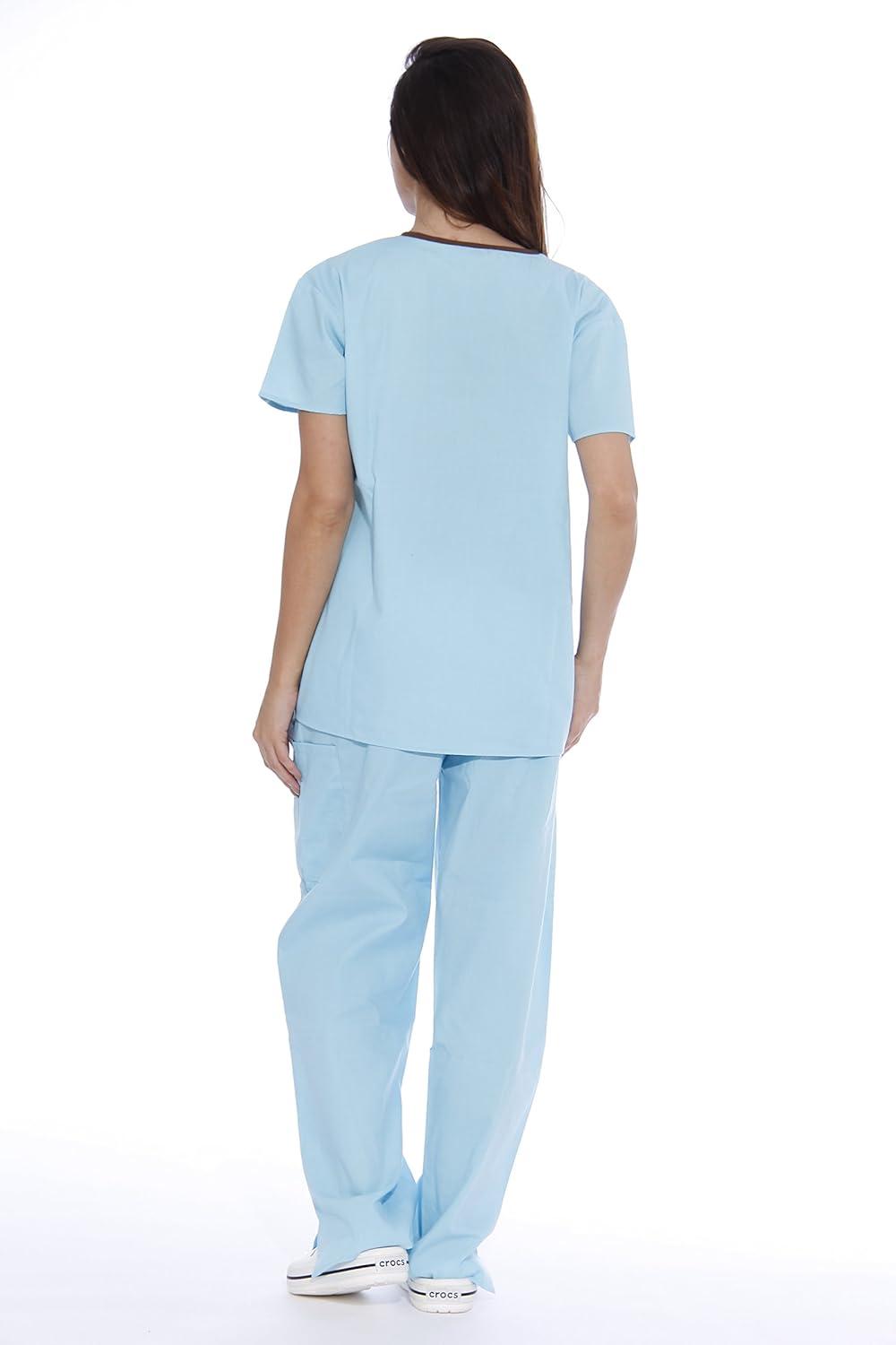imageJust Love Womens Scrub SetsAqua With Chocolate Trim