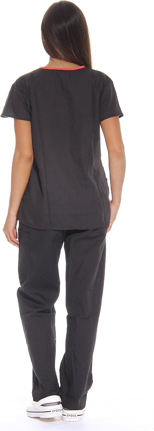 imageJust Love Womens Scrub SetsBlack With Coral Trim