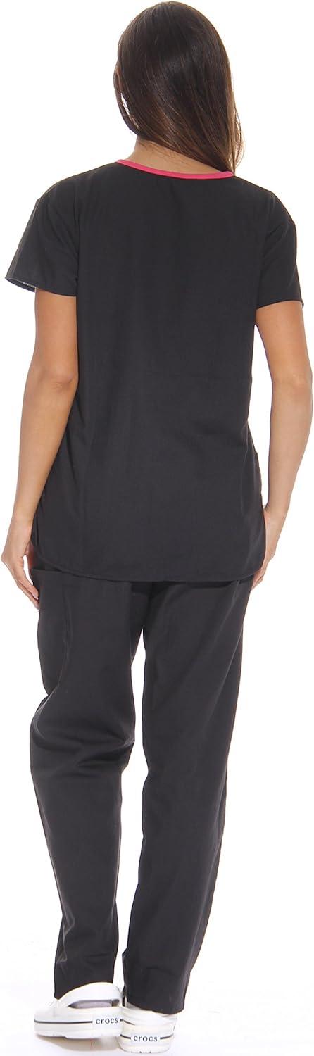 imageJust Love Womens Scrub SetsBlack With Pink Trim