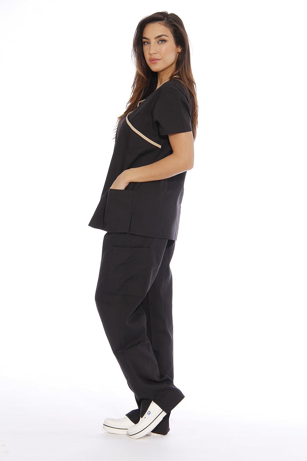 imageJust Love Womens Scrub SetsBlack With Sand Trim