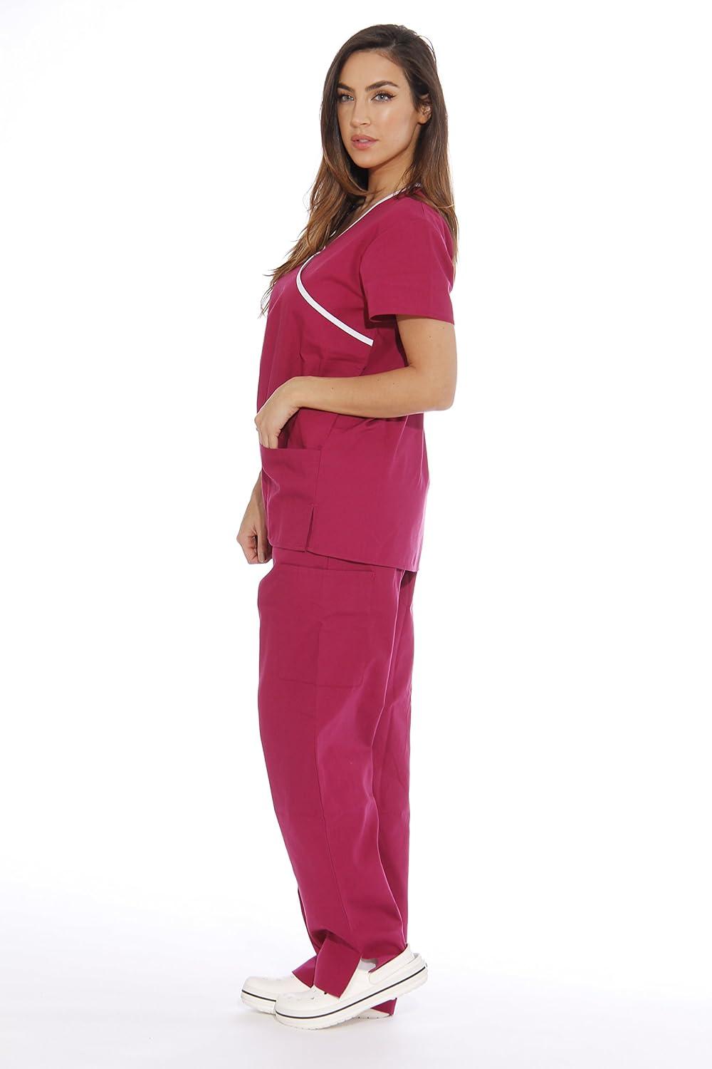 imageJust Love Womens Scrub SetsBurgundy With White Trim