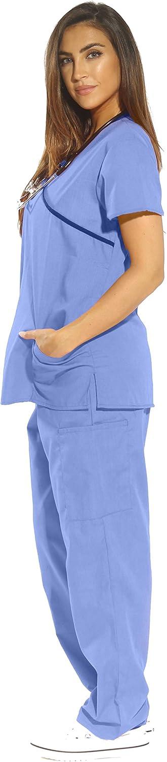 imageJust Love Womens Scrub SetsCeil With Navy Trim