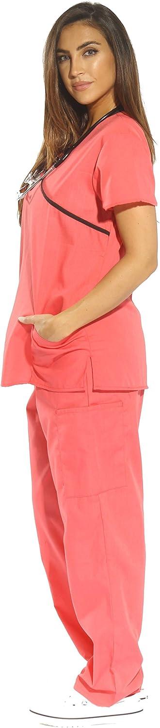 imageJust Love Womens Scrub SetsCoral With Black Trim