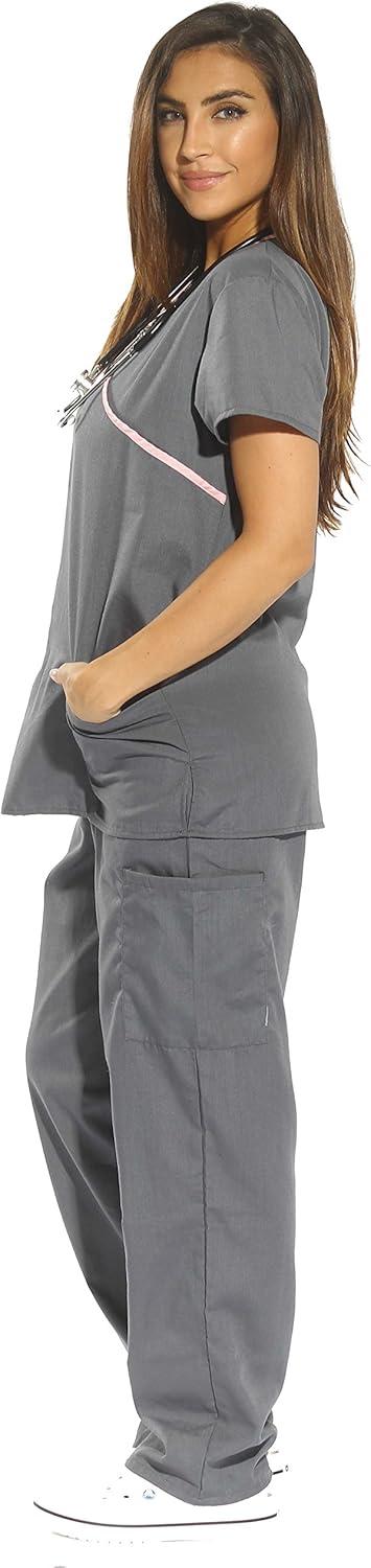 imageJust Love Womens Scrub SetsGray With Pink Trim