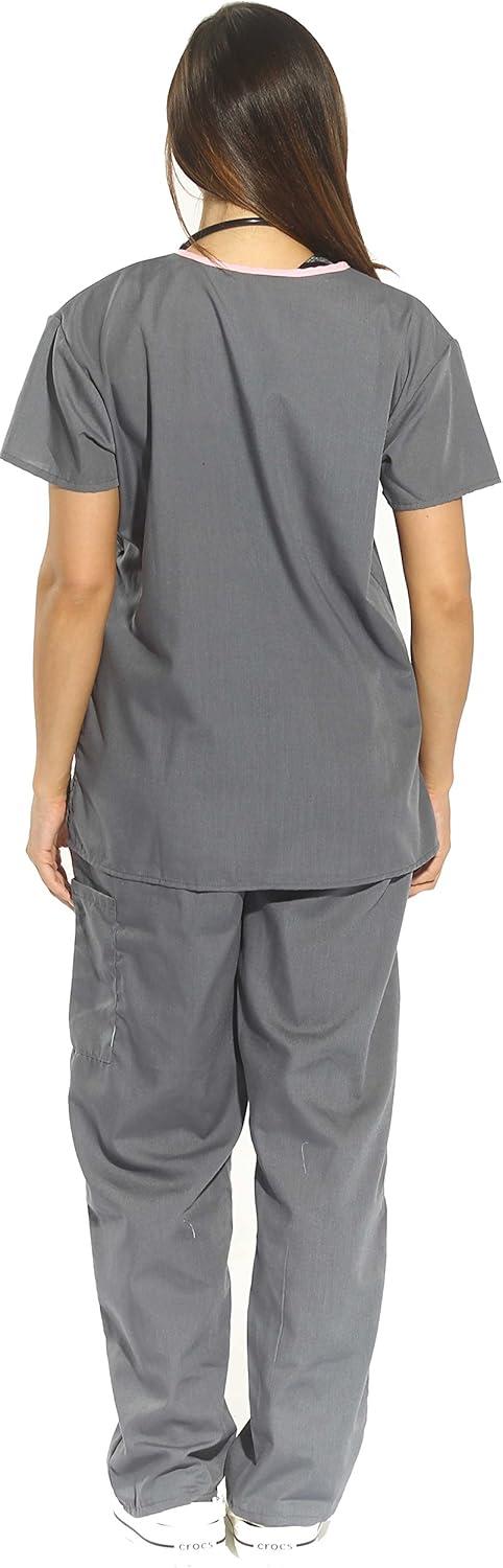 imageJust Love Womens Scrub SetsGray With Pink Trim
