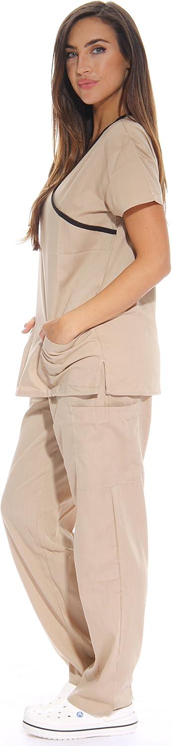 imageJust Love Womens Scrub SetsKhaki With Black Trim